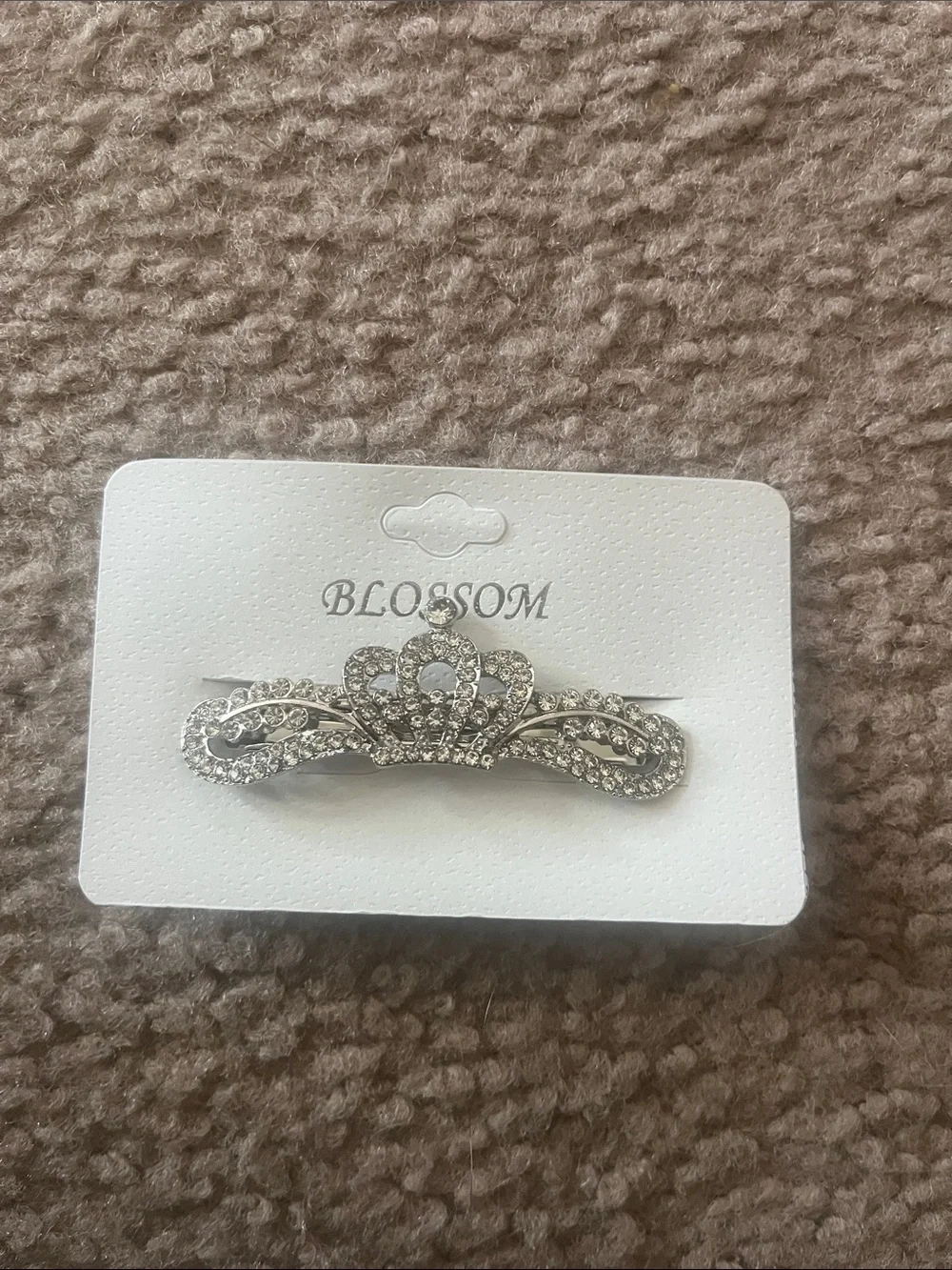 Blossom Silver Crystal Tiara Hair Clip